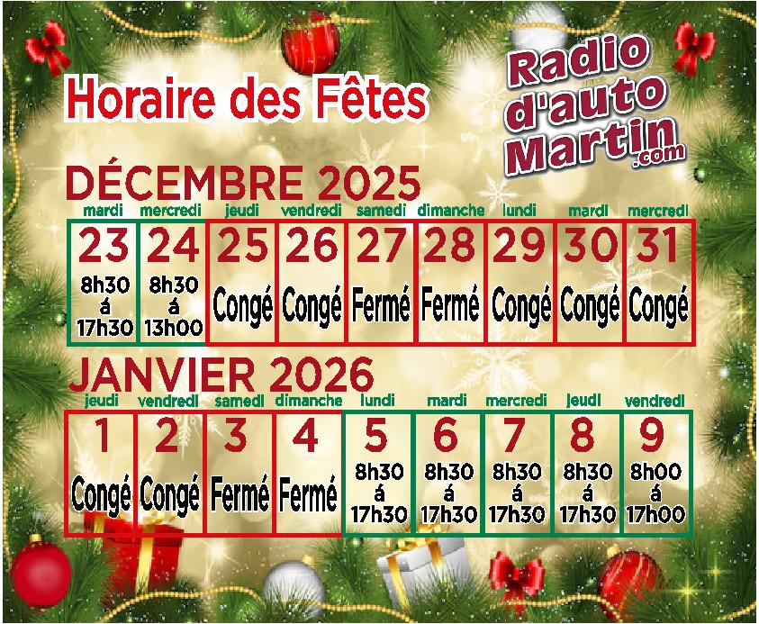 magasin horaire fetes 2025